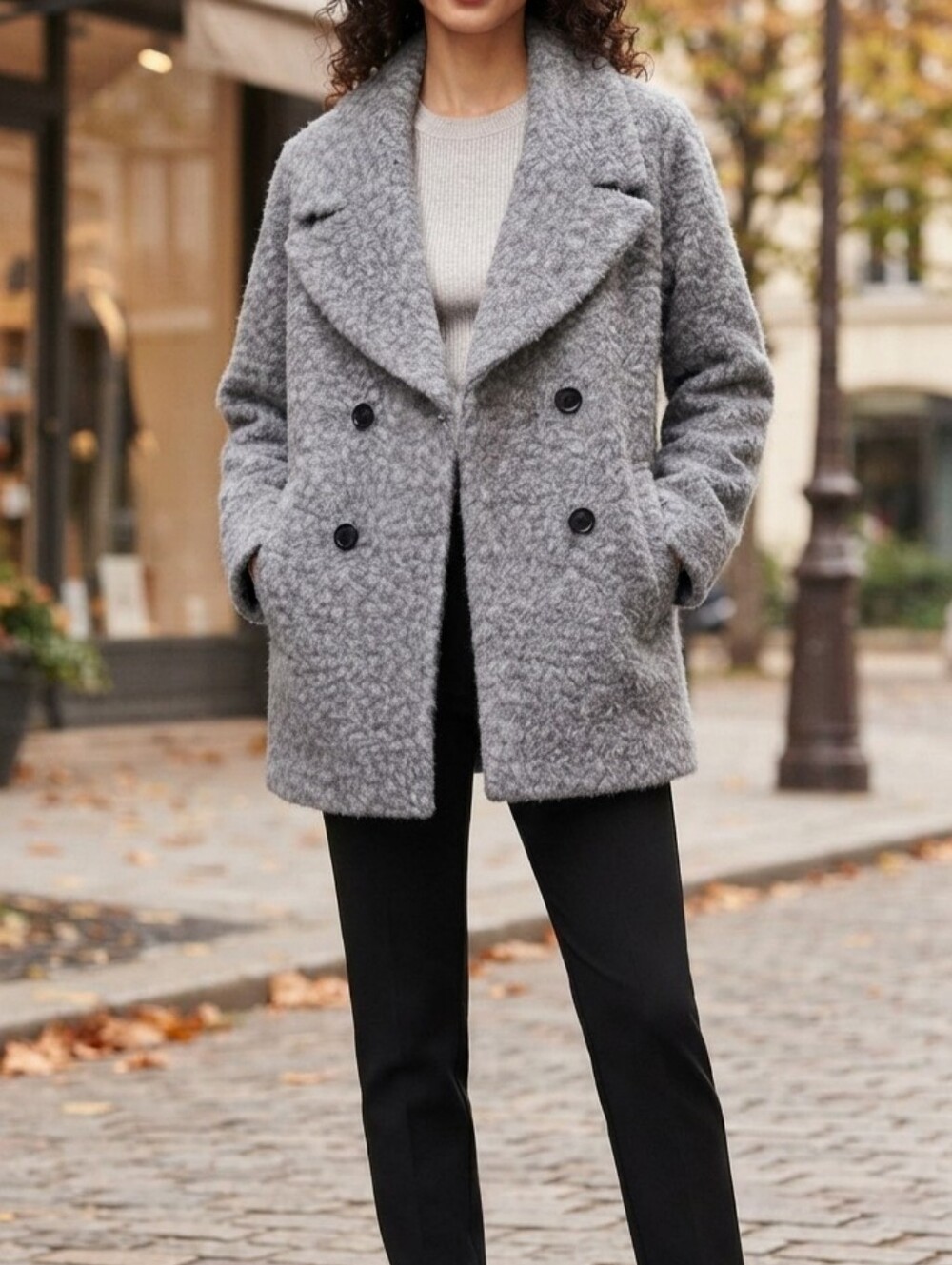 Bernardo Double Breasted Brushed Felt Coat Womens Size Medium Gray